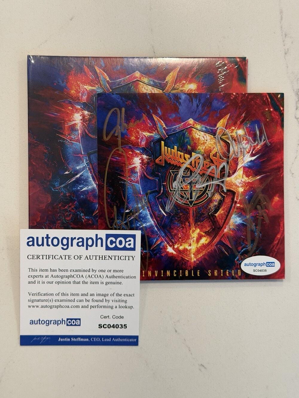 Judas Priest Invincible Shield SIGNED CD Art Card COA ACOA AUTOGRAPHED NEW #3